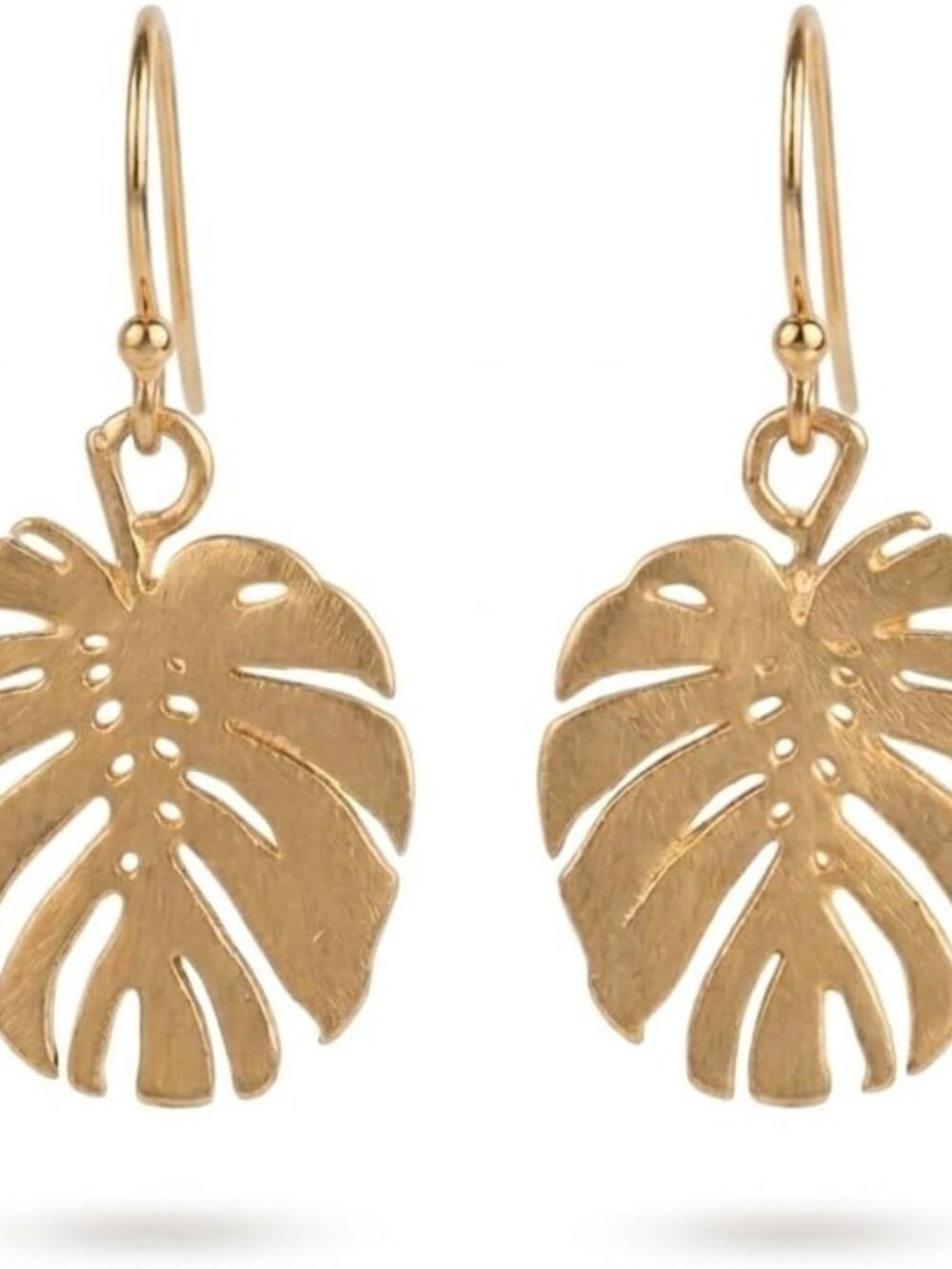 Palm Leaf Dangle Earrings for Women - Lightweight Gold Botanical Jewelry, Handma